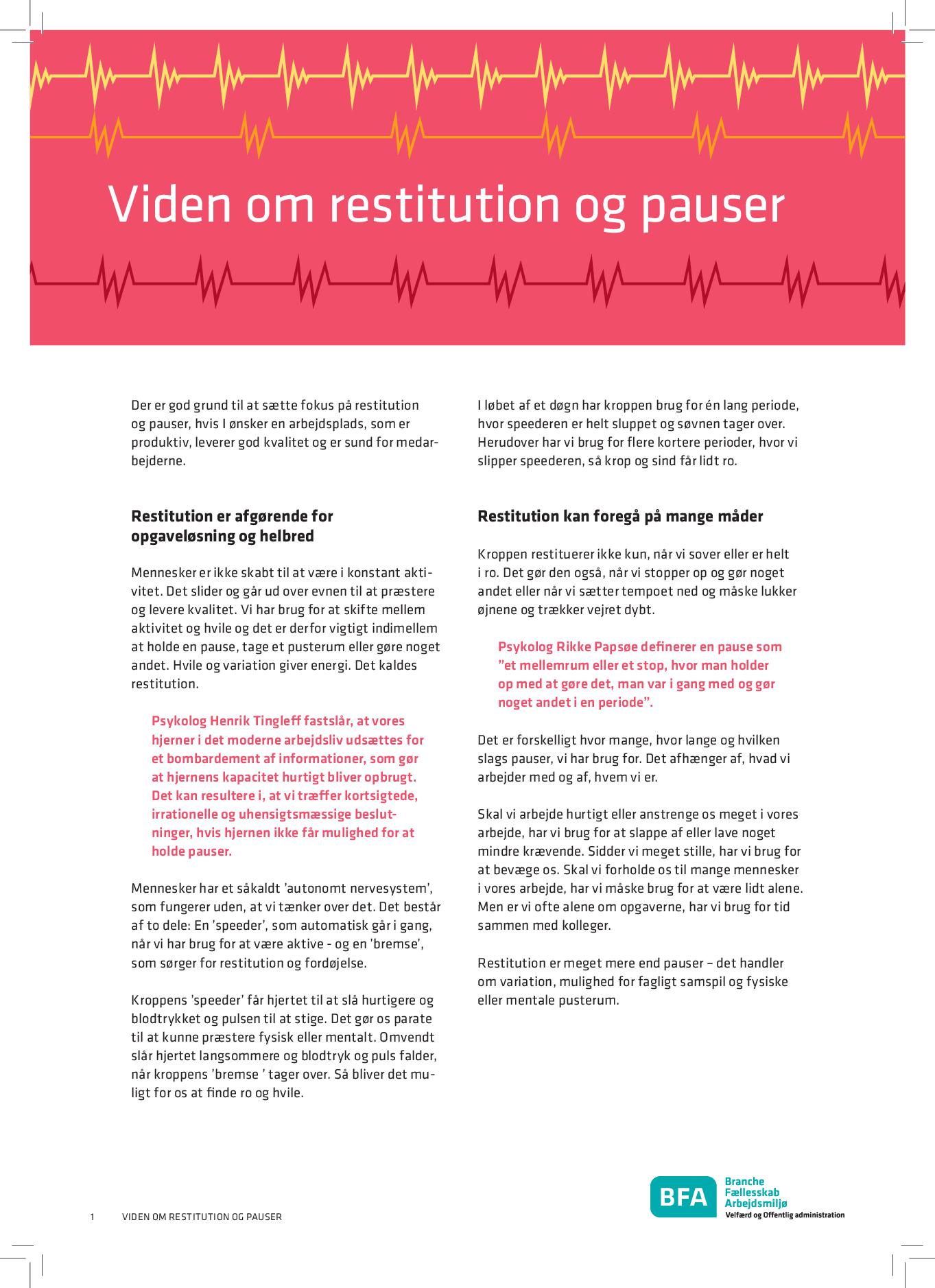 Viden om restitution og pauser