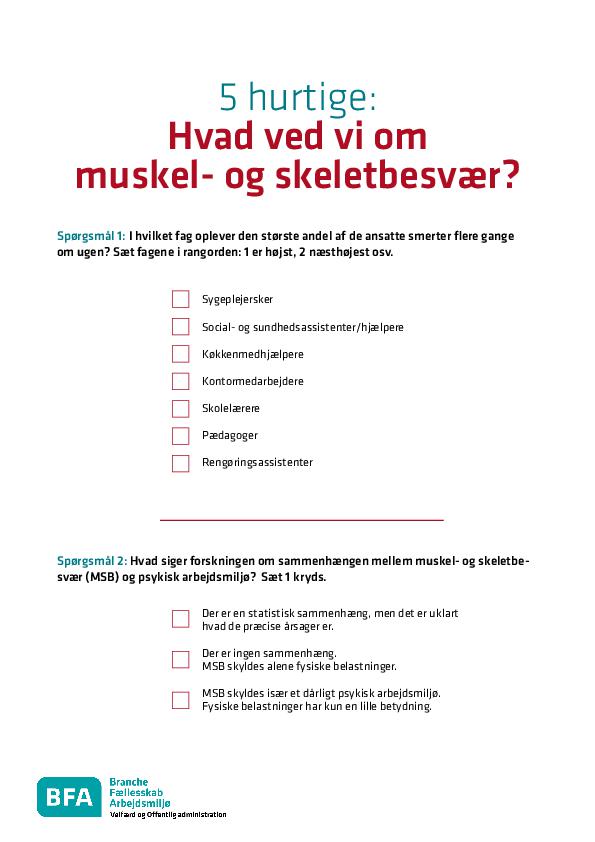 Quiz - hvad ved vi om muskel- og skeletbesvær?