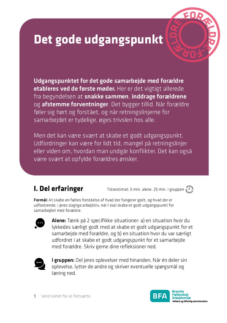 Dialogkort om samarbejde med forældre