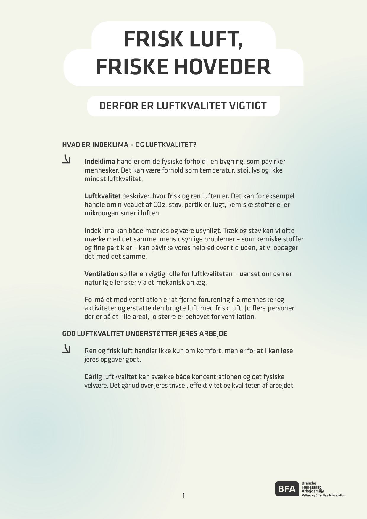 Faktaark: Viden om indeklima og luftkvalitet